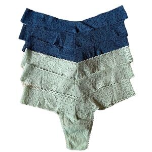 (6) NEW Hanky Panky Daily Lace Low Rise Thong Panties Panty Set Green Blue